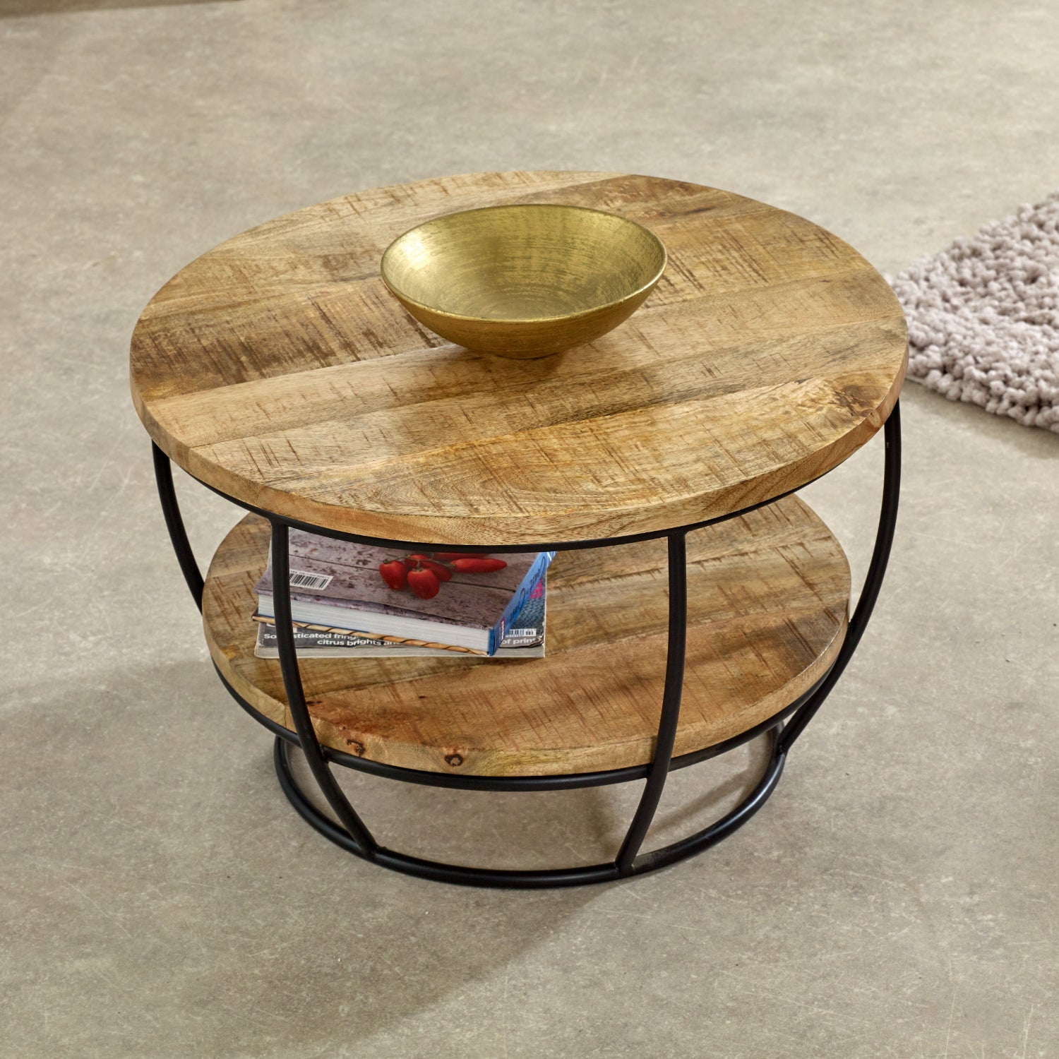 Merlin Mango Wooden & Metal Coffee Table With Shelf