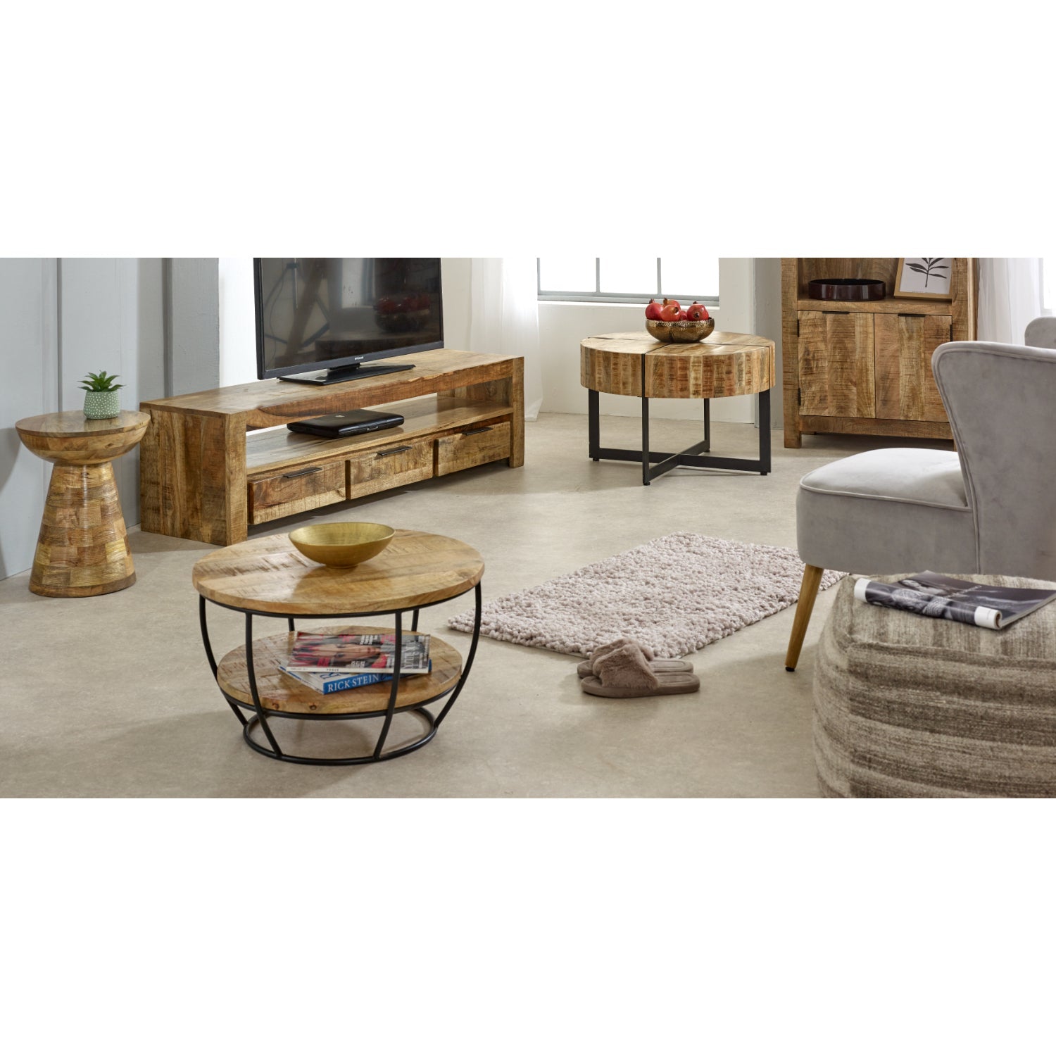 Merlin Mango Wooden Coffee Table With Metal Legs