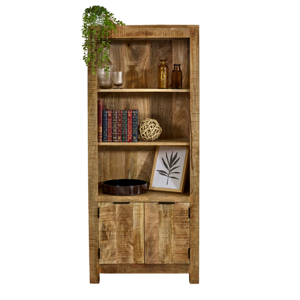 Merlin Mango Wooden Bookcase With 2 Doors