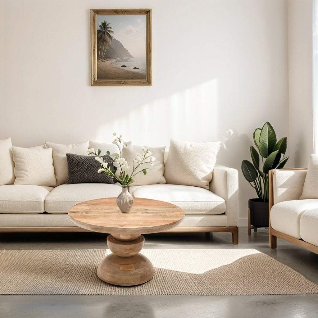 Merlin Mango Wood Pedestal Round Coffee Table