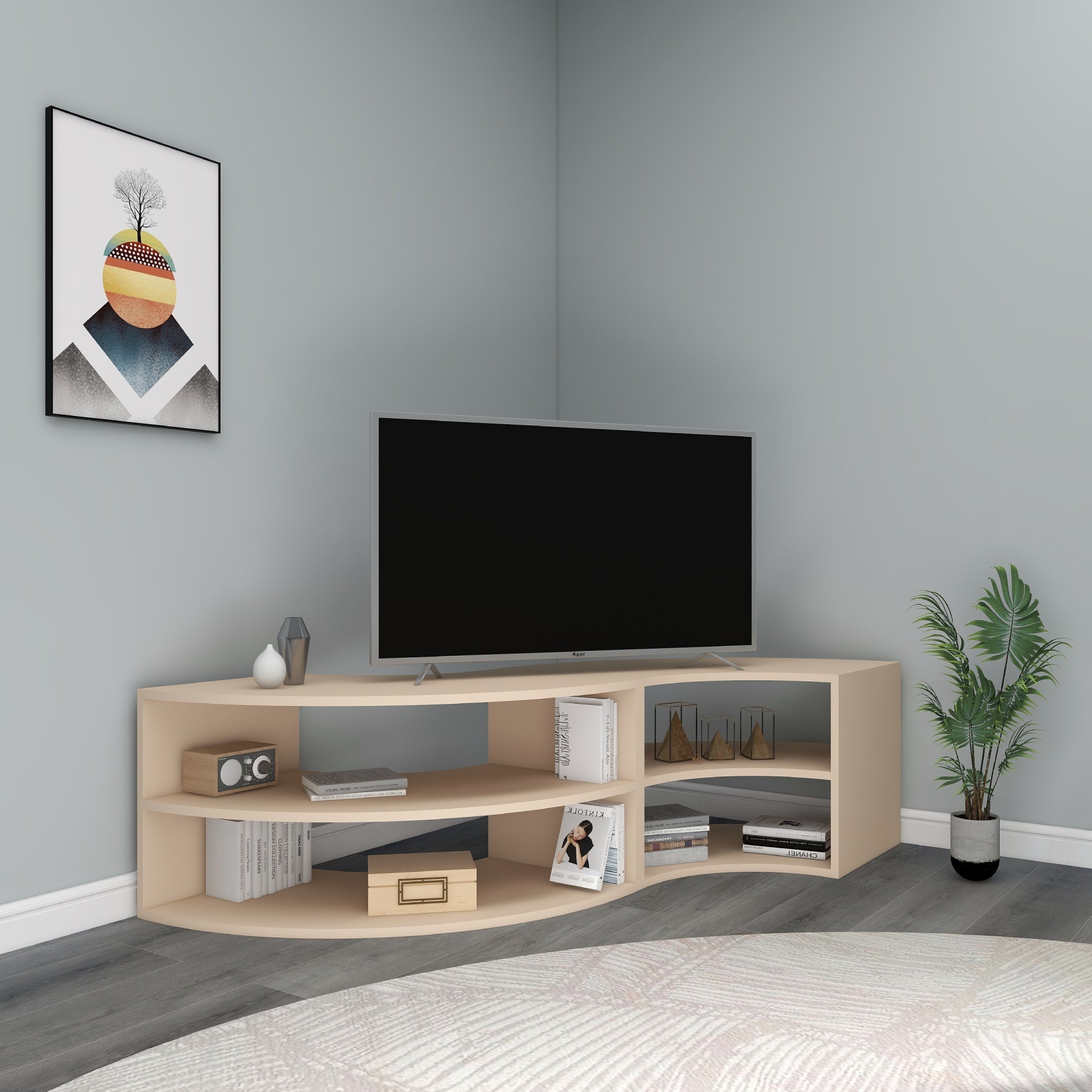 Melitta Corner TV Stand with Shelving Unit