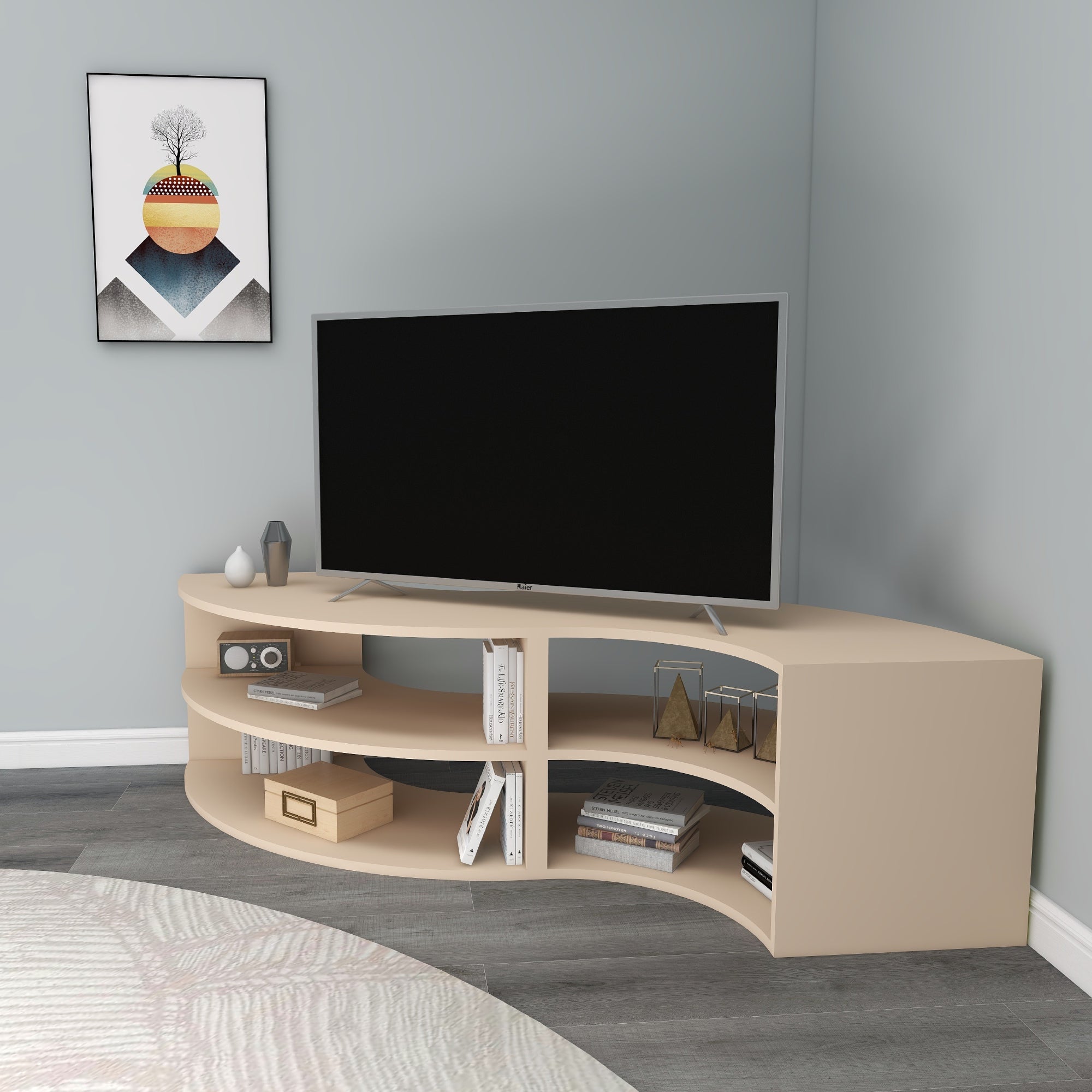 Melitta Corner TV Stand with Shelving Unit