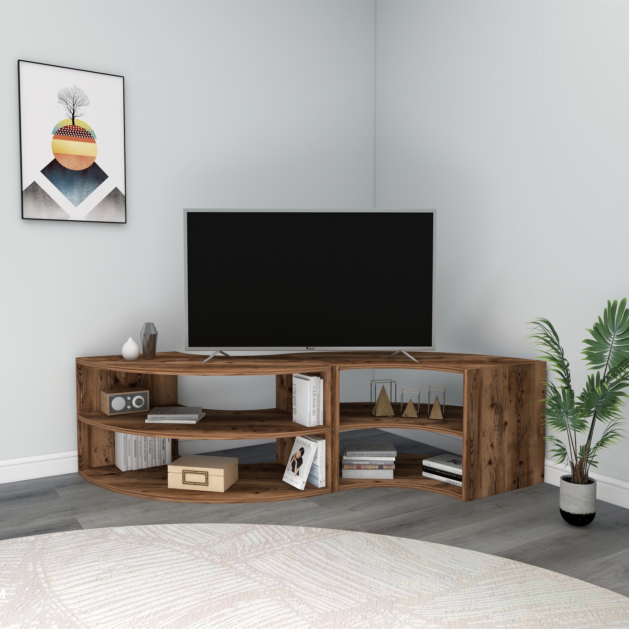 Melitta Corner TV Stand with Shelving Unit