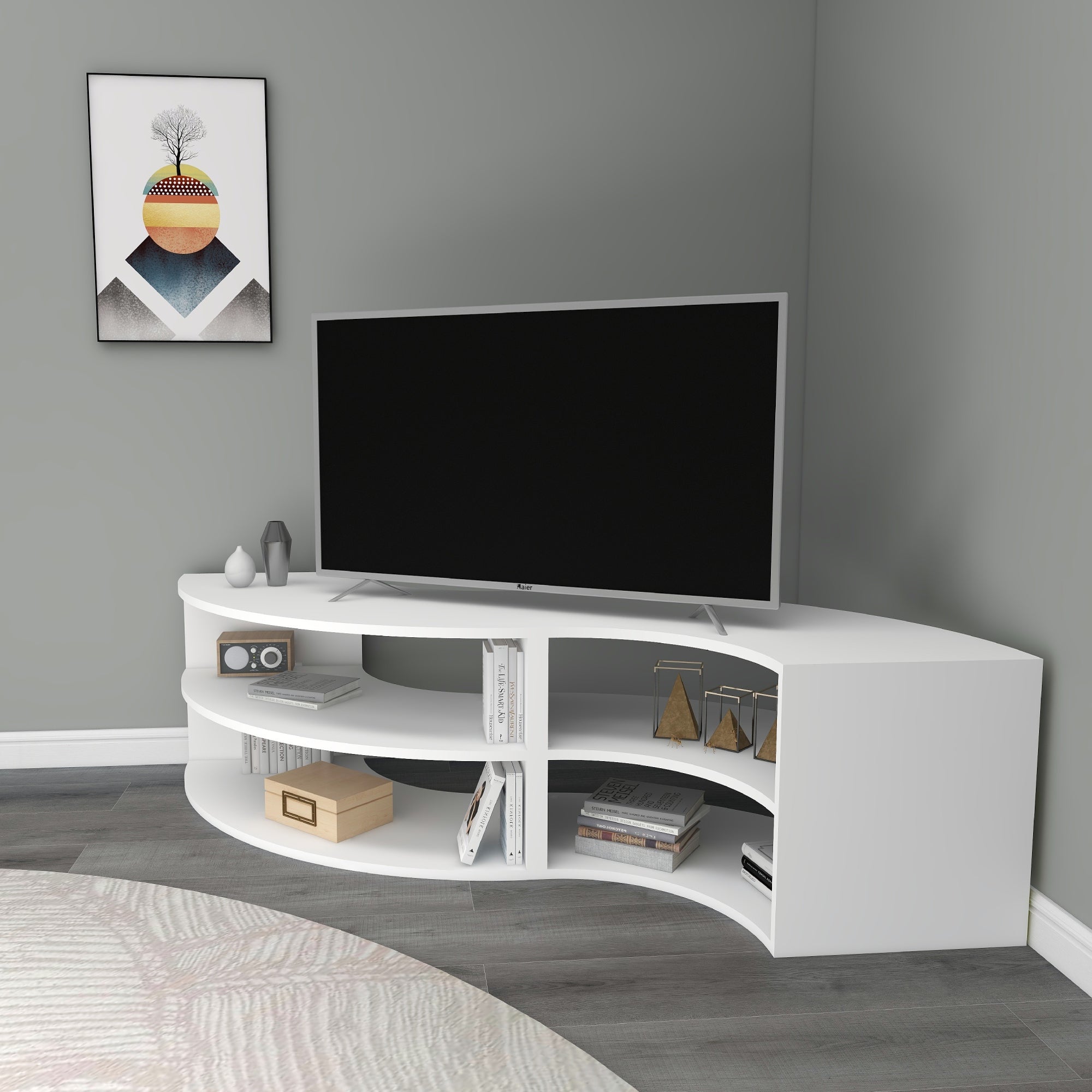 Melitta Corner TV Stand with Shelving Unit
