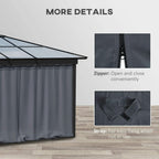 Dark grey sidewall curtain with visible zipper for opening and closing