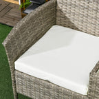 Grey rattan armchair section with thick white seat cushion