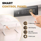 White desk control panel with LED time display and 3 memory preset buttons