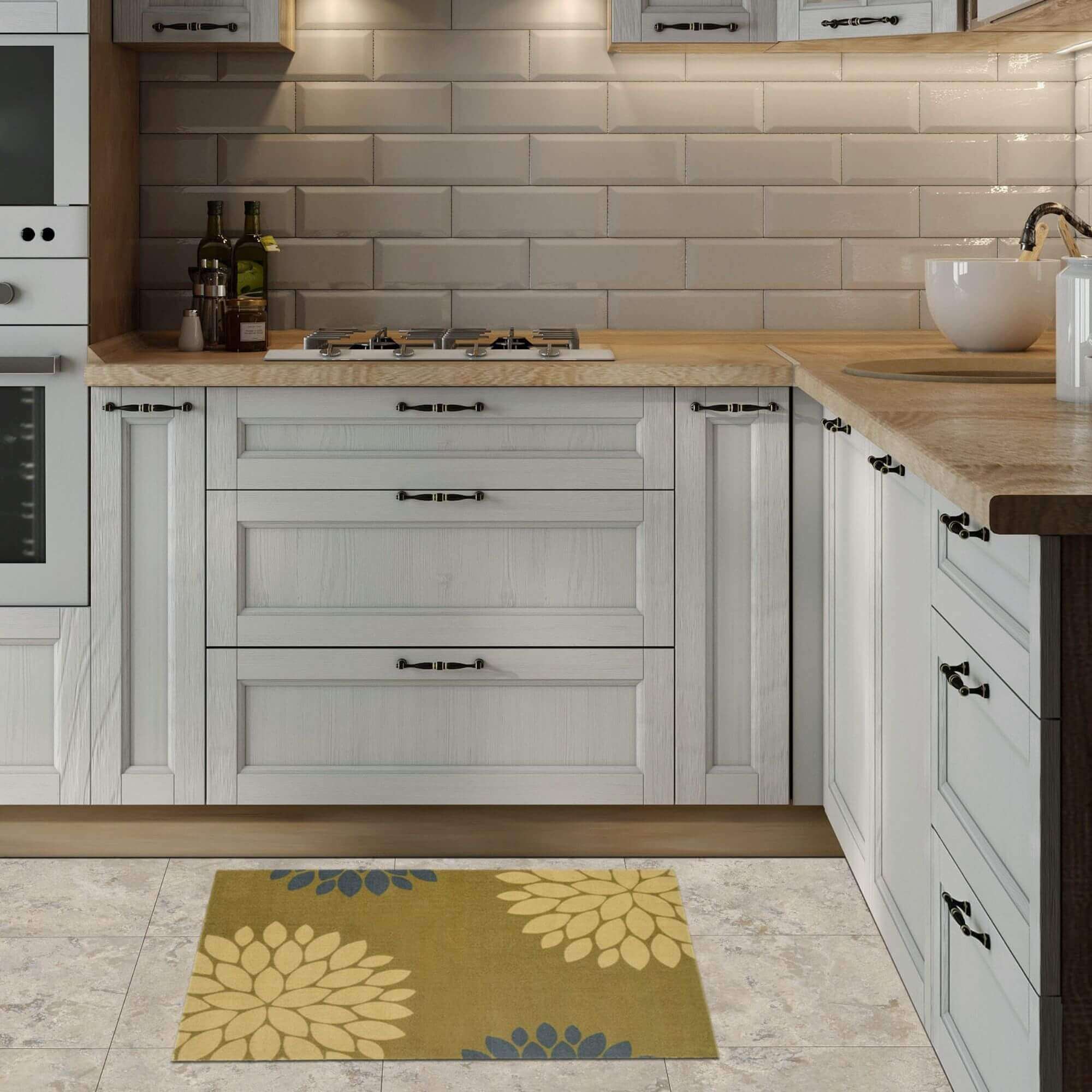 Recycled Washable Floral Mat | 130