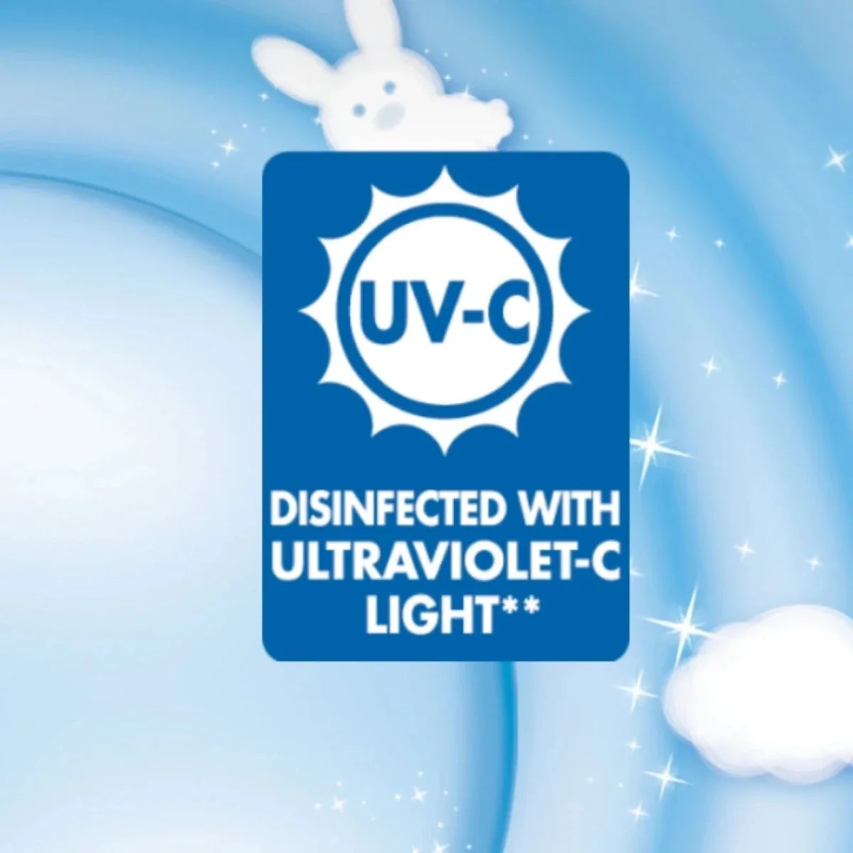 UV-C disinfected badge on Molfix nappy pants packaging
