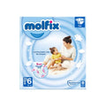 Molfix size 6 nappy pants pack, 38 nappies, blue and white box front