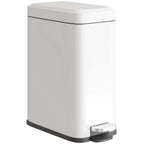 White rectangular pedal trash can with removable inner bucket and closed lid