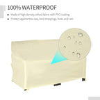 Beige waterproof sofa cover fabric shown with water-droplet repellency