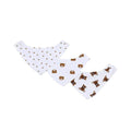 3-pack cotton bandana bibs with teddy bear prints, white with brown designs