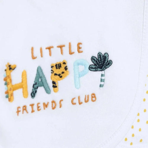Messy Duck Embroidered Cotton Baby Bib Pack of 2 - Happy
