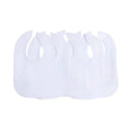Set of 5 white baby bibs with cutout neck and soft textured fabric