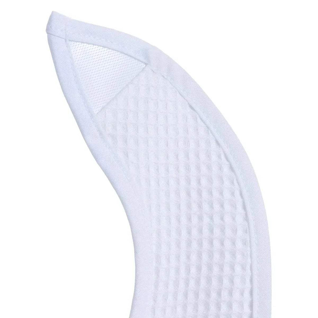 White baby bib with triangular corner and waffle-textured panel