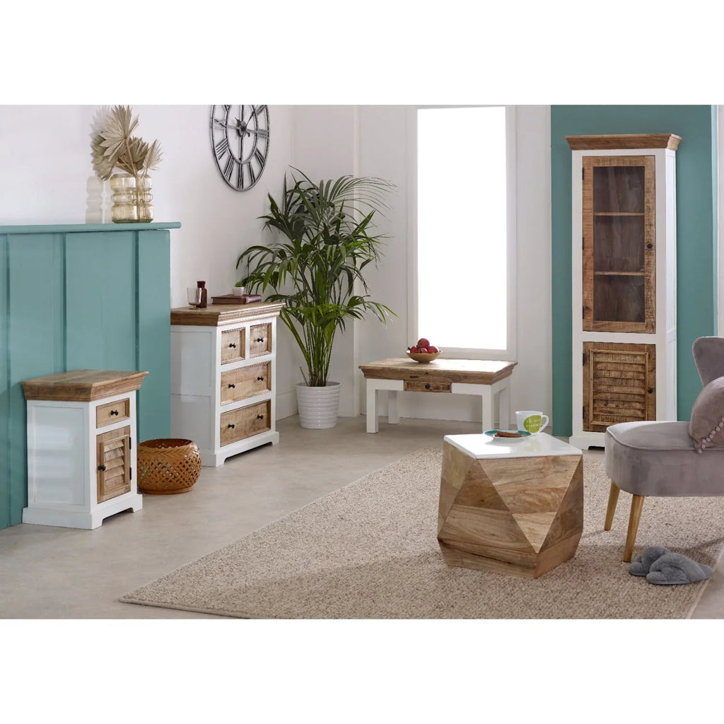 Bianco Solid Mango Wood White Chest Of 4 Drawers - Bobobiy