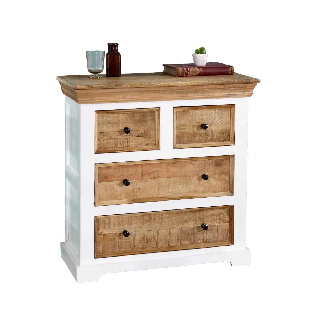Bianco Solid Mango Wood White Chest Of 4 Drawers - Bobobiy