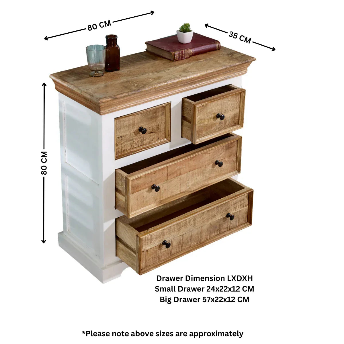 Bianco Solid Mango Wood White Chest Of 4 Drawers - Bobobiy