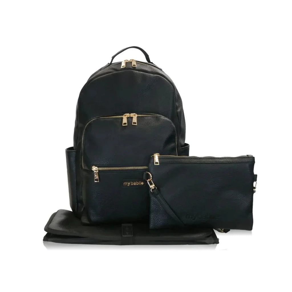 3-in-1 travel backpack with matching zip pouch and flat changing mat