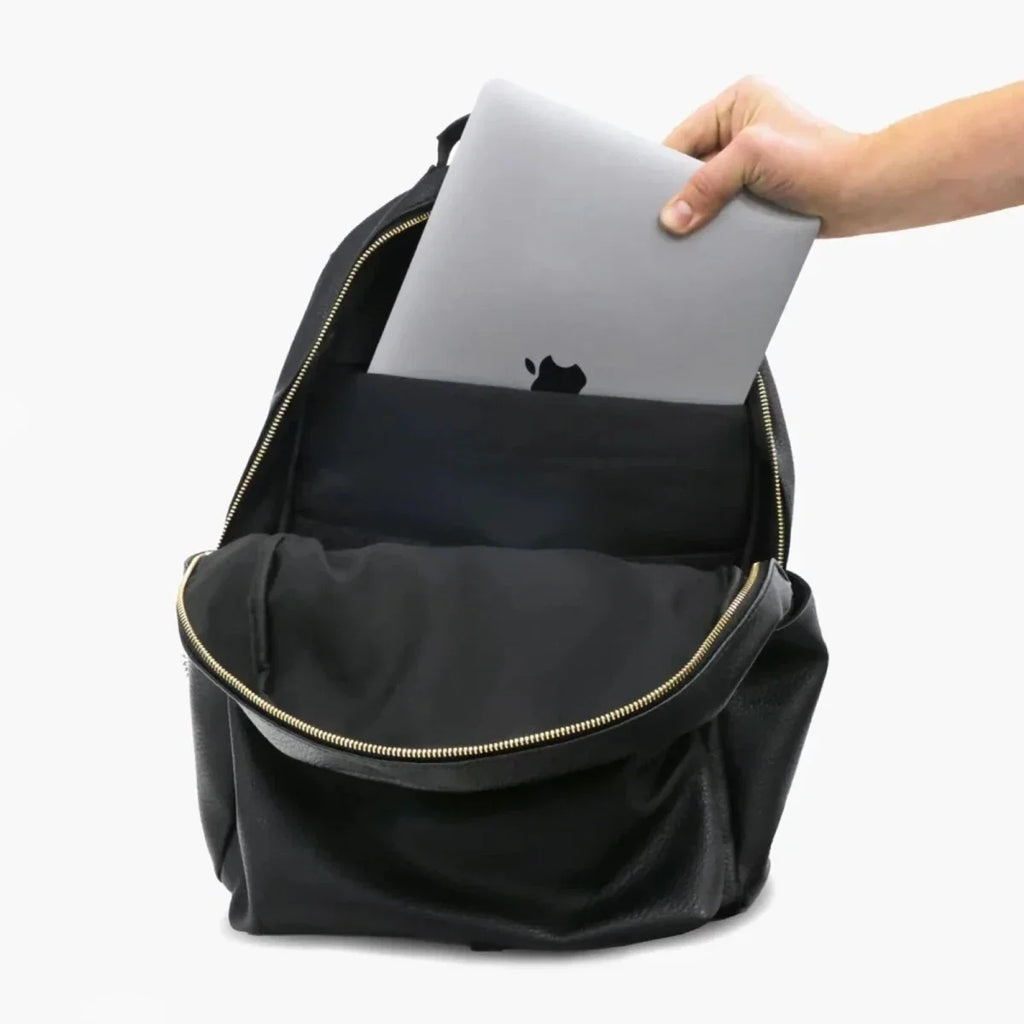 Black stroller caddy organizer with zip pocket and removable insert held by hand