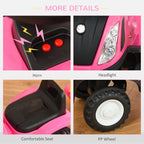 Pink tractor ride-on toddler walker with horn buttons, headlight, and PP wheels