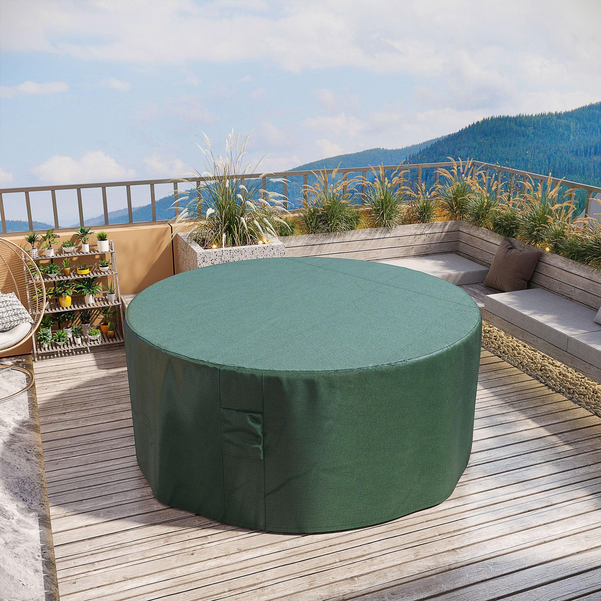 Garden Patio Large Furniture Set Round Cover 600D Oxford Waterproof, Ф193 x 80H cm, Green - Bobobiy