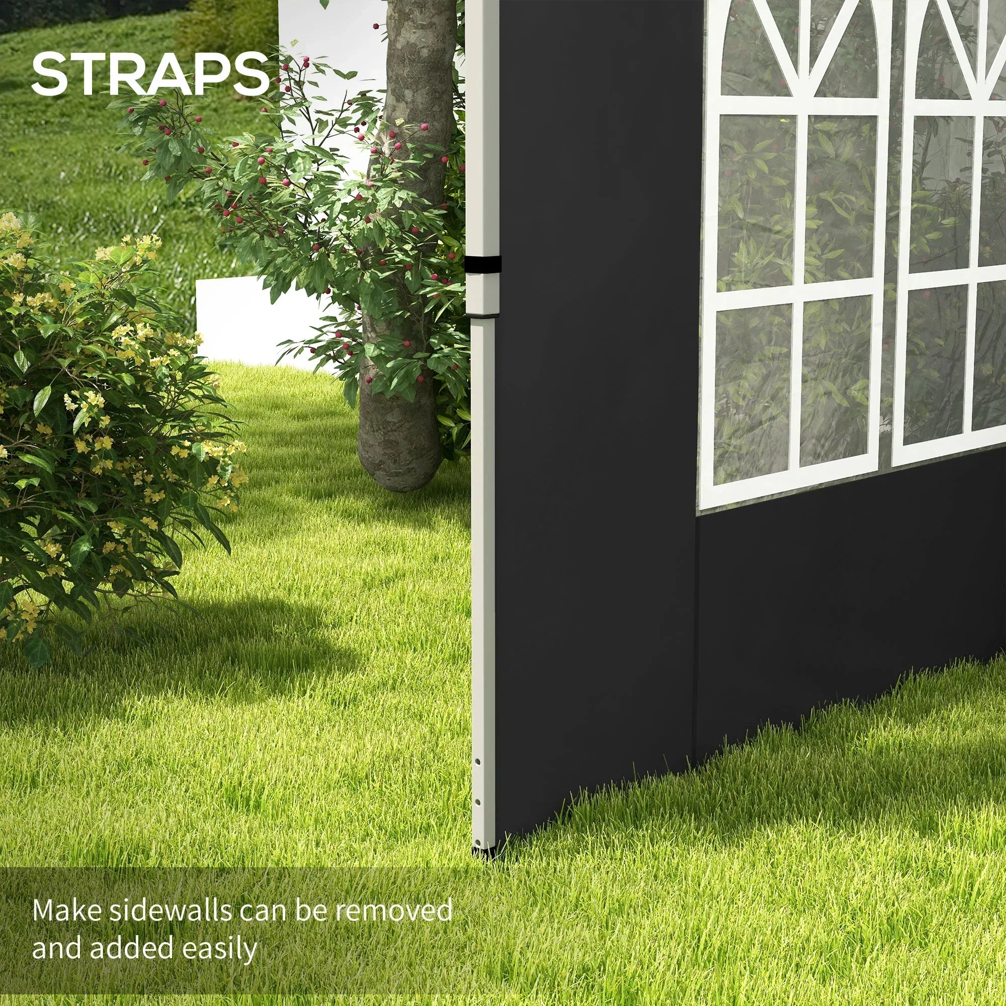 Gazebo Side Panels, Sides Replacement with Window for 3x3(m) or 3x4m Pop Up Gazebo, 2 Pack, Black - Bobobiy