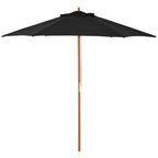 Black wooden garden umbrella with vented canopy and bamboo ribs
