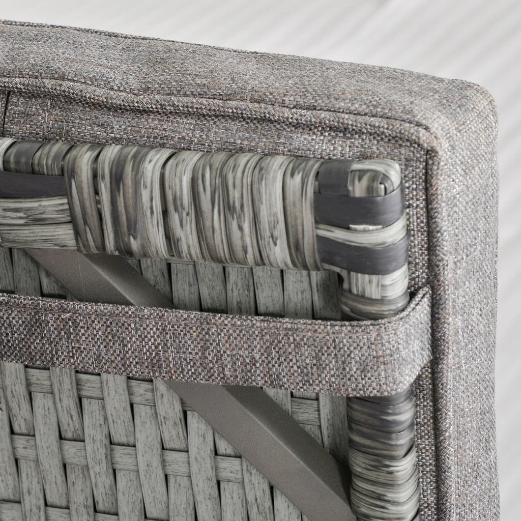 2 Seater Patio Wicker Chaise Lounge Sofa Set with Fabric Cushion, Grey - Bobobiy