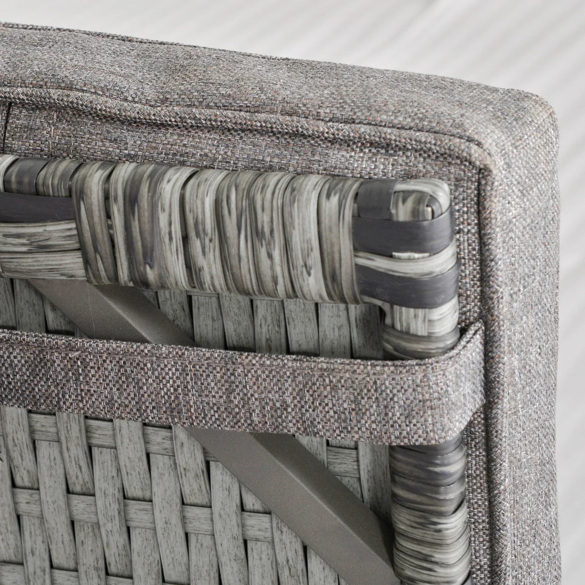 2 Seater Patio Wicker Chaise Lounge Sofa Set with Fabric Cushion, Grey - Bobobiy