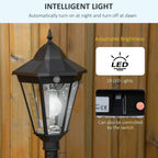 Black solar lantern lamp with clear glass shade and built-in LED bulb