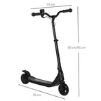 Black electric scooter with adjustable handlebar height, deck, and front wheel