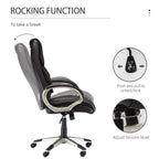 High-back faux leather office chair with rocking function control