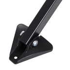 Black triangular base bracket for a folding bicycle repair stand tripod