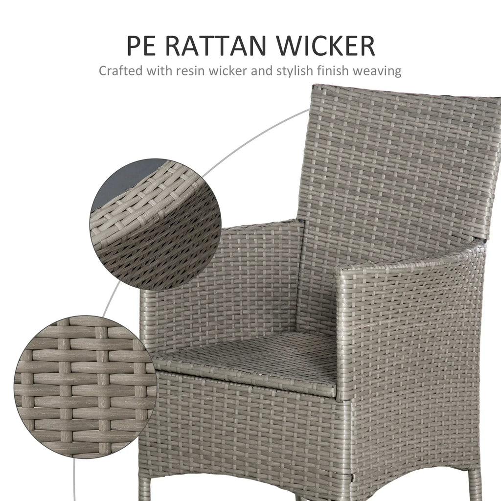 Set of Four Rattan Armchairs, with Cushions - Grey - Bobobiy