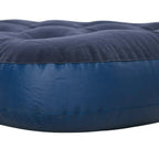 Single inflatable air mattress, blue side view with baffle chambers