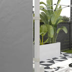 Light grey gazebo side panel corner with attached frame post and grounded base channel