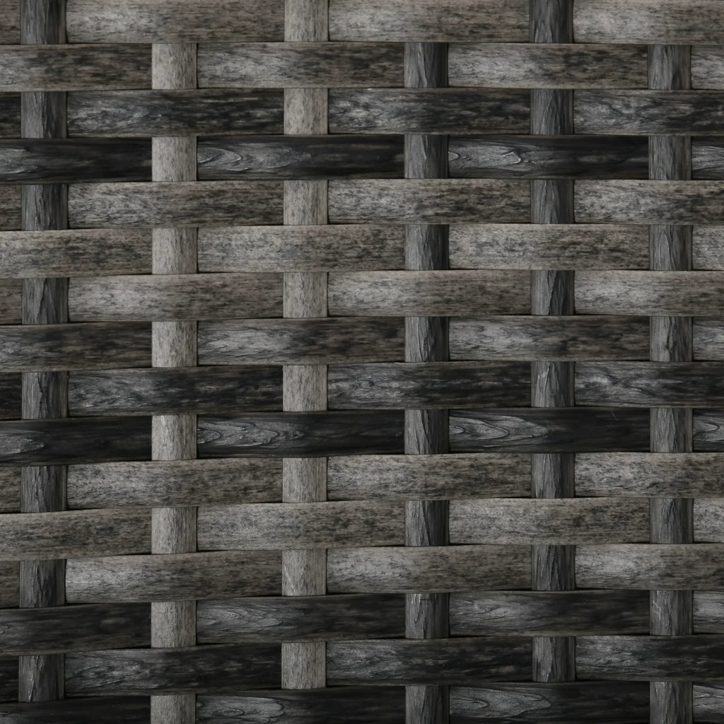 3 Pieces Rattan Bistro Set, Wicker Garden Furniture Set with 2-Tier Coffee Table and Chairs, Washable Cushions, for Outdoor Patio Balcony, Mixed Grey - Bobobiy