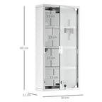 4-tier stainless wall cabinet with frosted glass lockable door and key handle