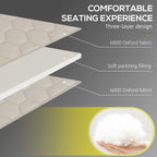 Close-up view of khaki three-layer cushion and padding on a sun lounger fabric surface