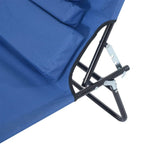 Blue sun lounger corner with black steel frame and support mechanism
