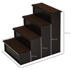 Dark brown pet stairs with 3 steps, carpet treads, and sturdy wooden frame