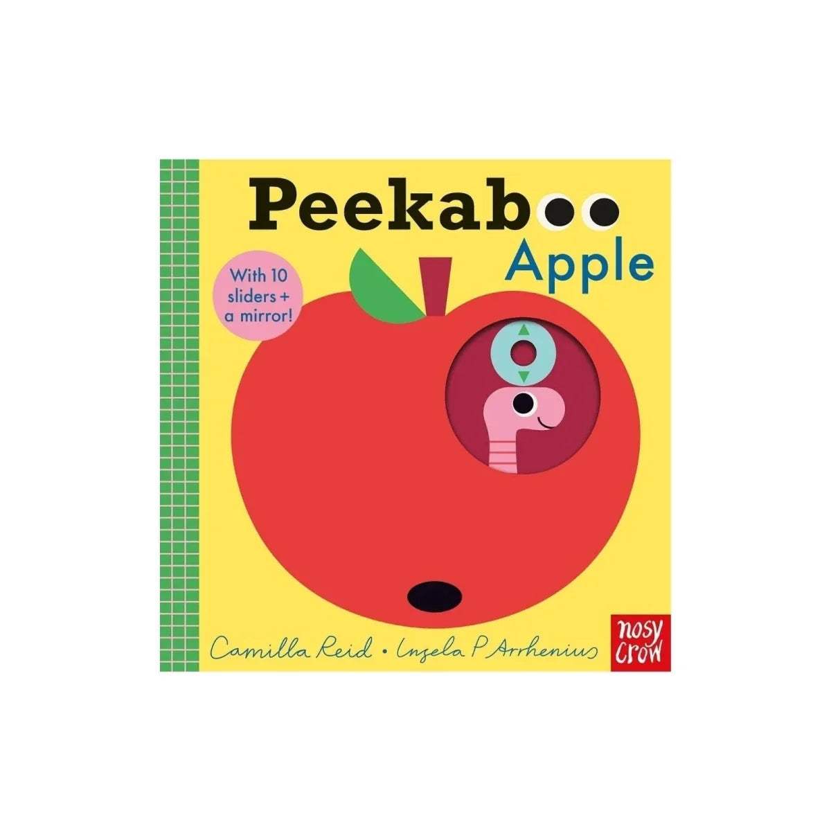 Nosy Crow Peekaboo Apple board book cover, bright red apple with mirror window