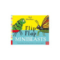 Flip Flap Minibeasts book with cartoon caterpillar, beetle, and butterfly cover art
