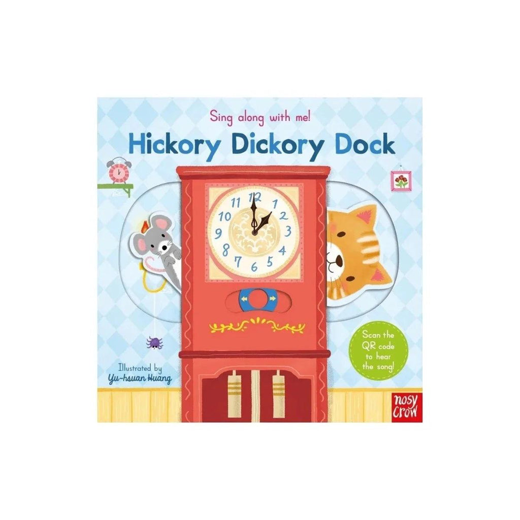 Sing-along board book with red panel and clock illustration on front cover