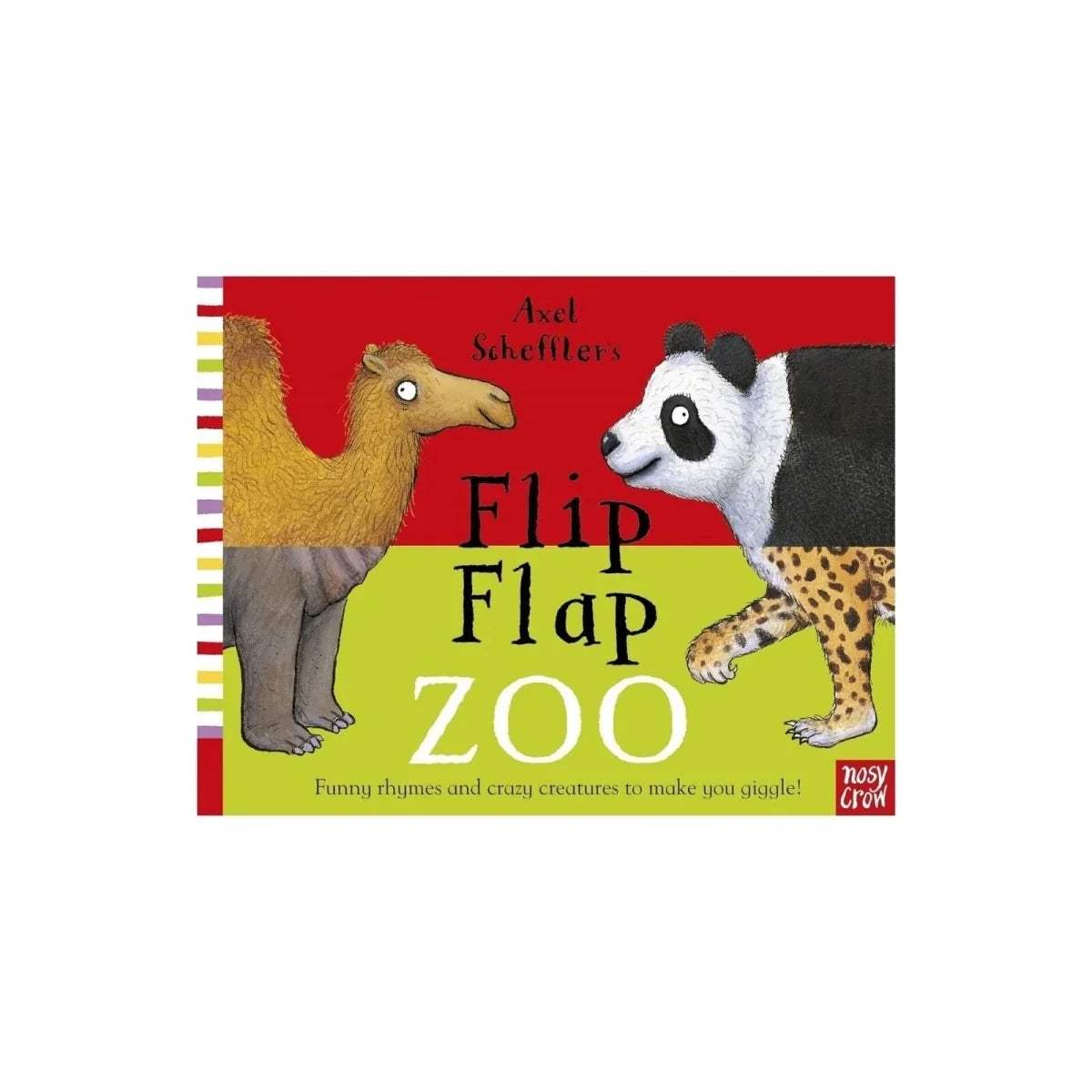 Nosy Crow Axel Scheffler flip-flap zoo book cover with camel, panda, leopard