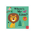 Children’s buggy book cover featuring a lion and title “Where’s Mr Lion?”