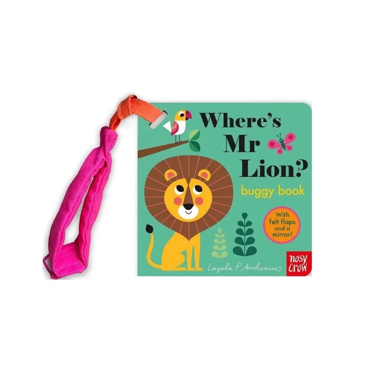 Children’s buggy book with lion cover and fabric strap accessory