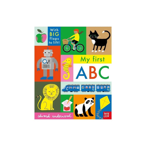 ABC board book cover featuring animal illustrations and “With big flaps to lift!”